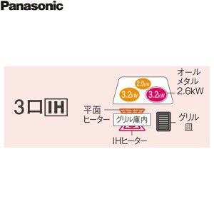 画像2: KZ-AN56S パナソニック Panasonic IHクッキングヒーター ビルトイン 3口IH 幅60cm ラクッキングリル搭載 Aシリーズ A5タイプ  送料無料