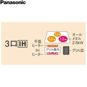画像2: KZ-YG57S パナソニック Panasonic IHクッキングヒーター ビルトイン 3口IH 幅75cm ラクッキングリル搭載 Yシリーズ AiSEG2対応  送料無料