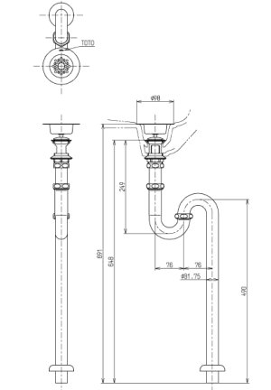 画像2: 【送料無料】TOTO　排水金具32MM・SトラップT6SMR