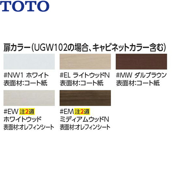 UGW102W#受注色]TOTOウォール収納キャビネット[埋込タイプ][送料無料