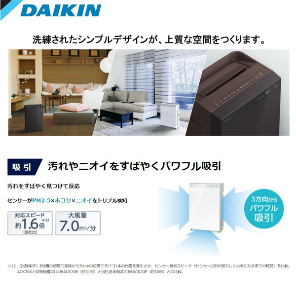 ACK70X-W ダイキン DAIKIN 加湿ストリーマ空気清浄機 ホワイト 床置形